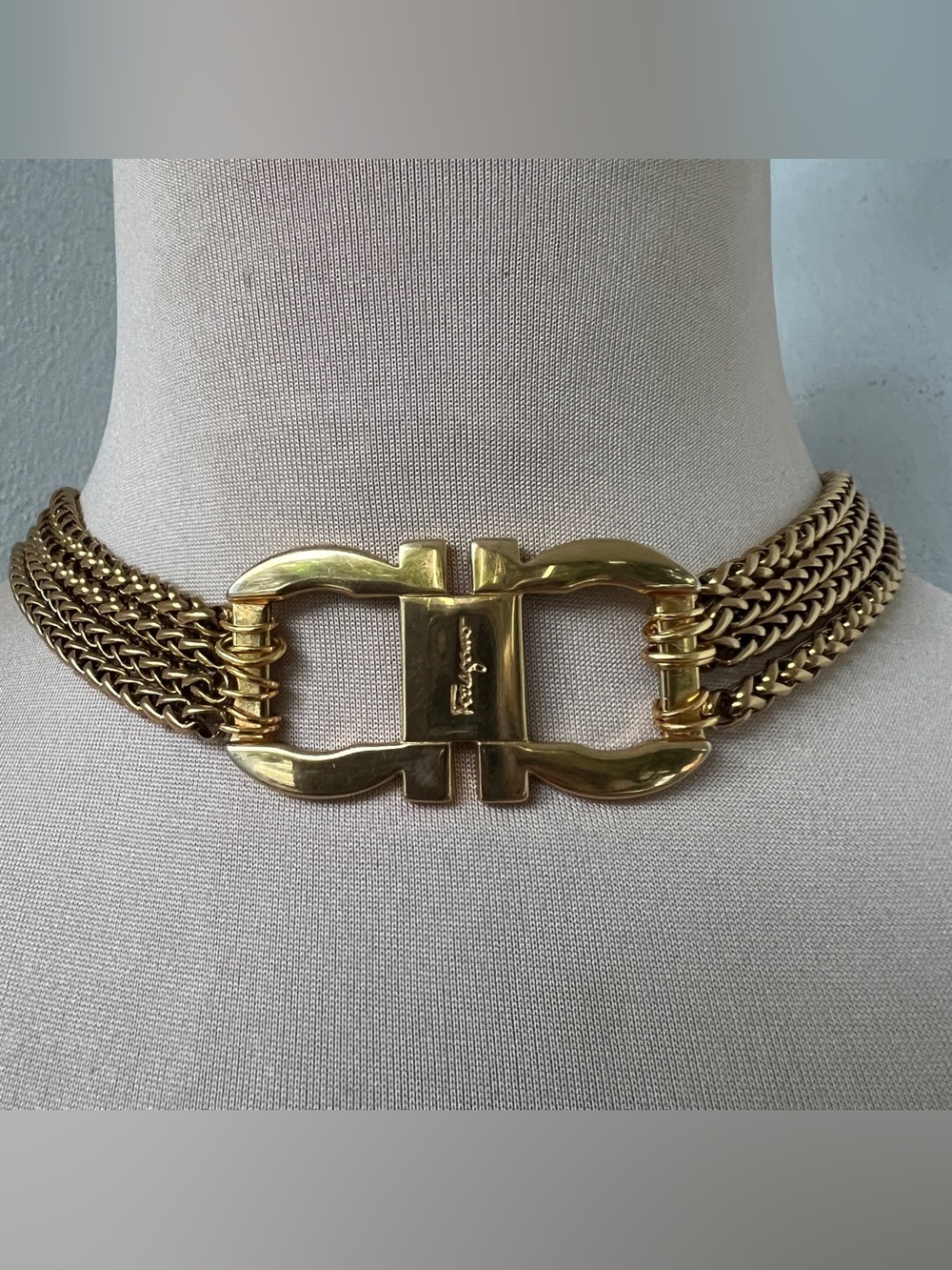 Salvatore Ferragamo Gancini Custom Choker Necklace 15-17”